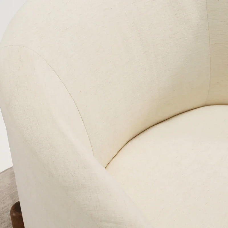 Giverny White Cotton & Linen Barrel Accent Chair