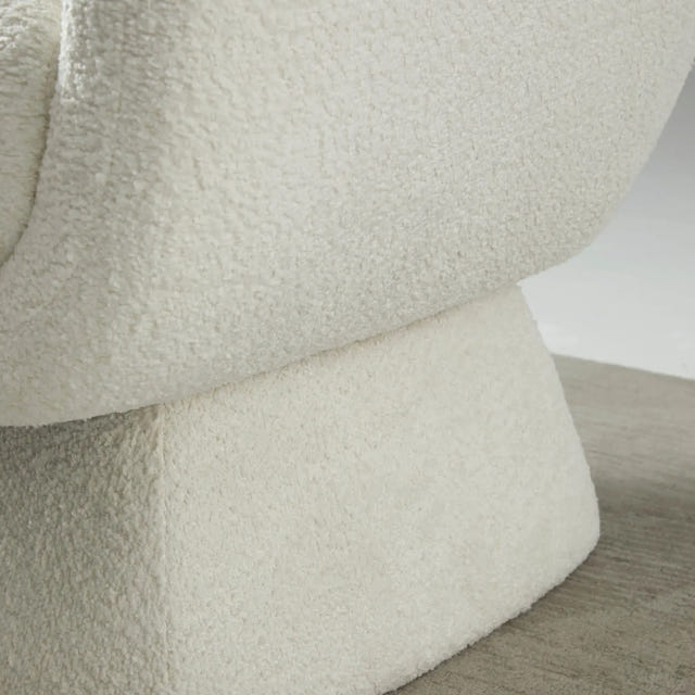 Nephele White Bouclé Barrel Swivel Chair
