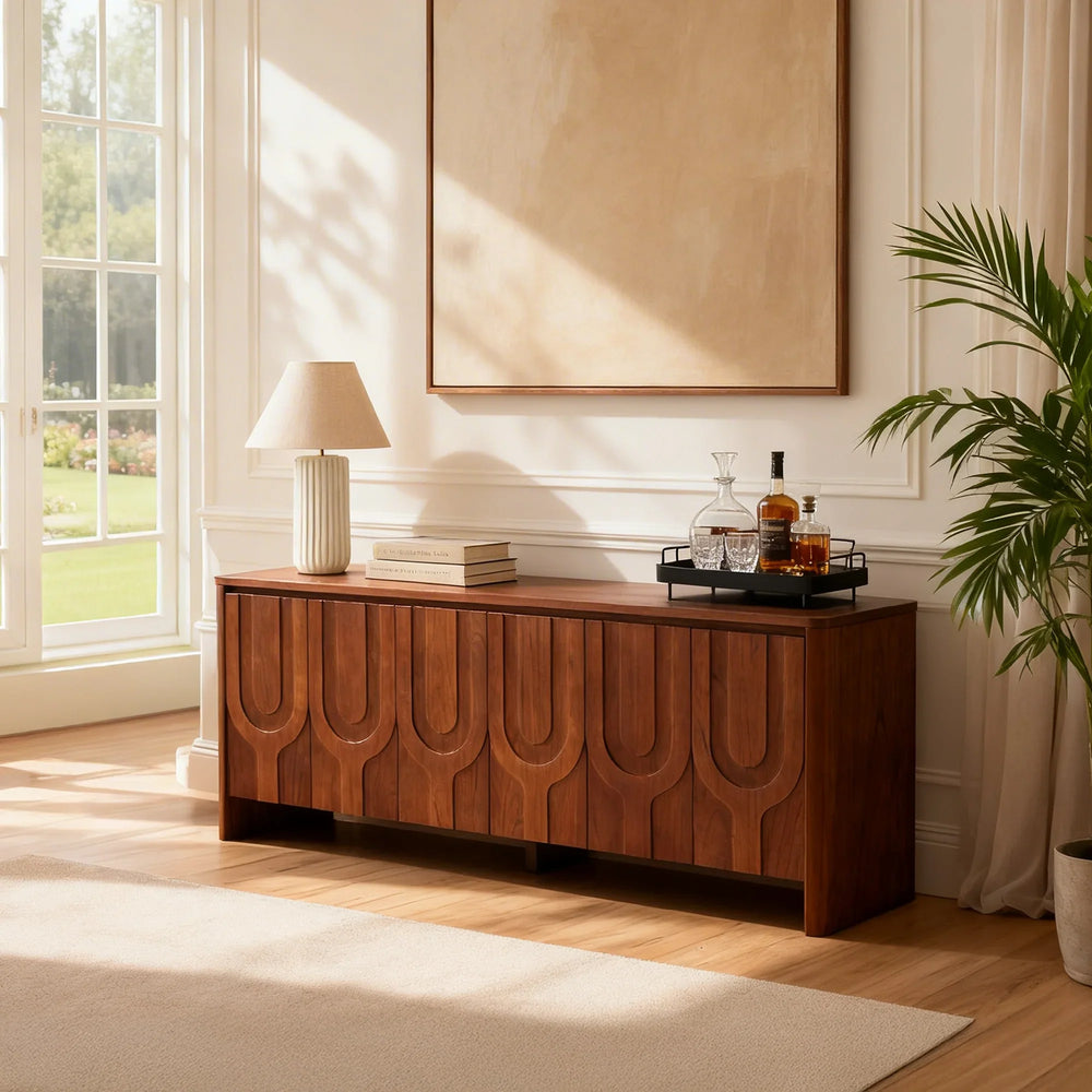 Vidar Carved Mindi Wood Sideboard (83")