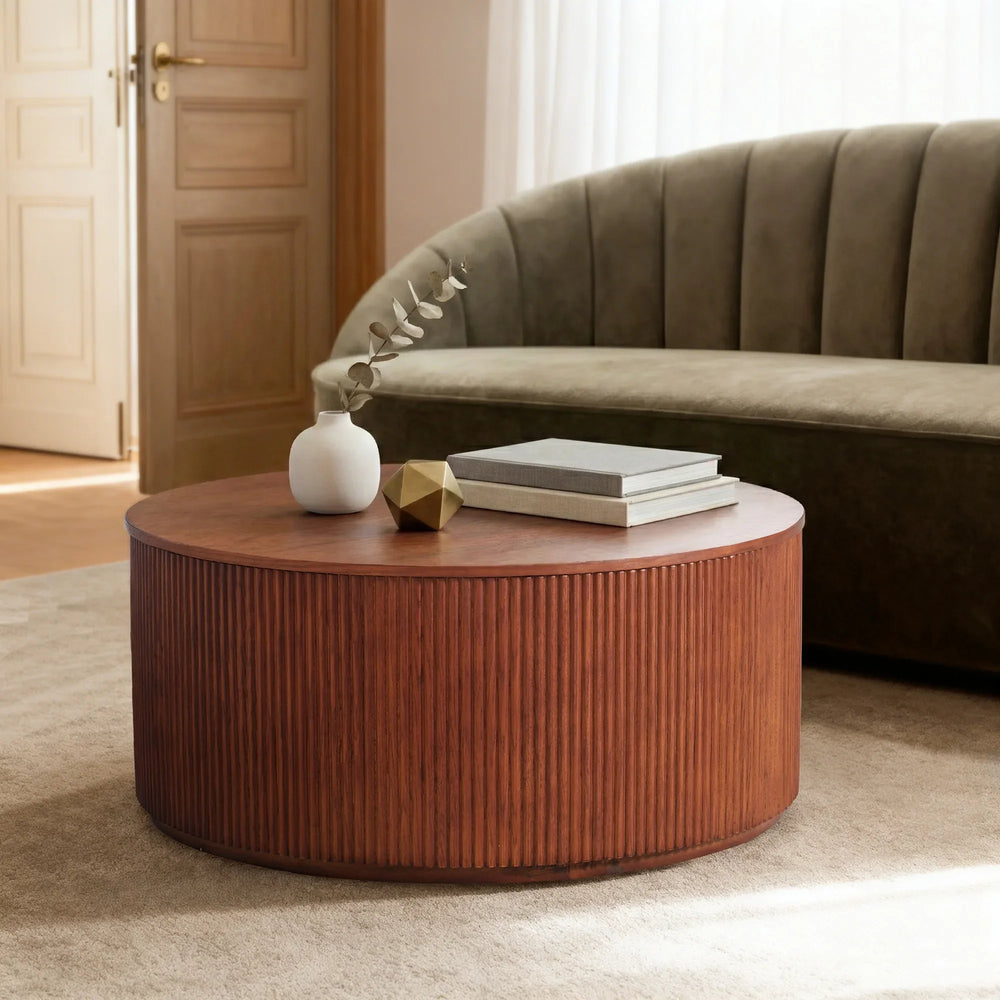Esmond Fluted Round Lift-Top Coffee Table (35")