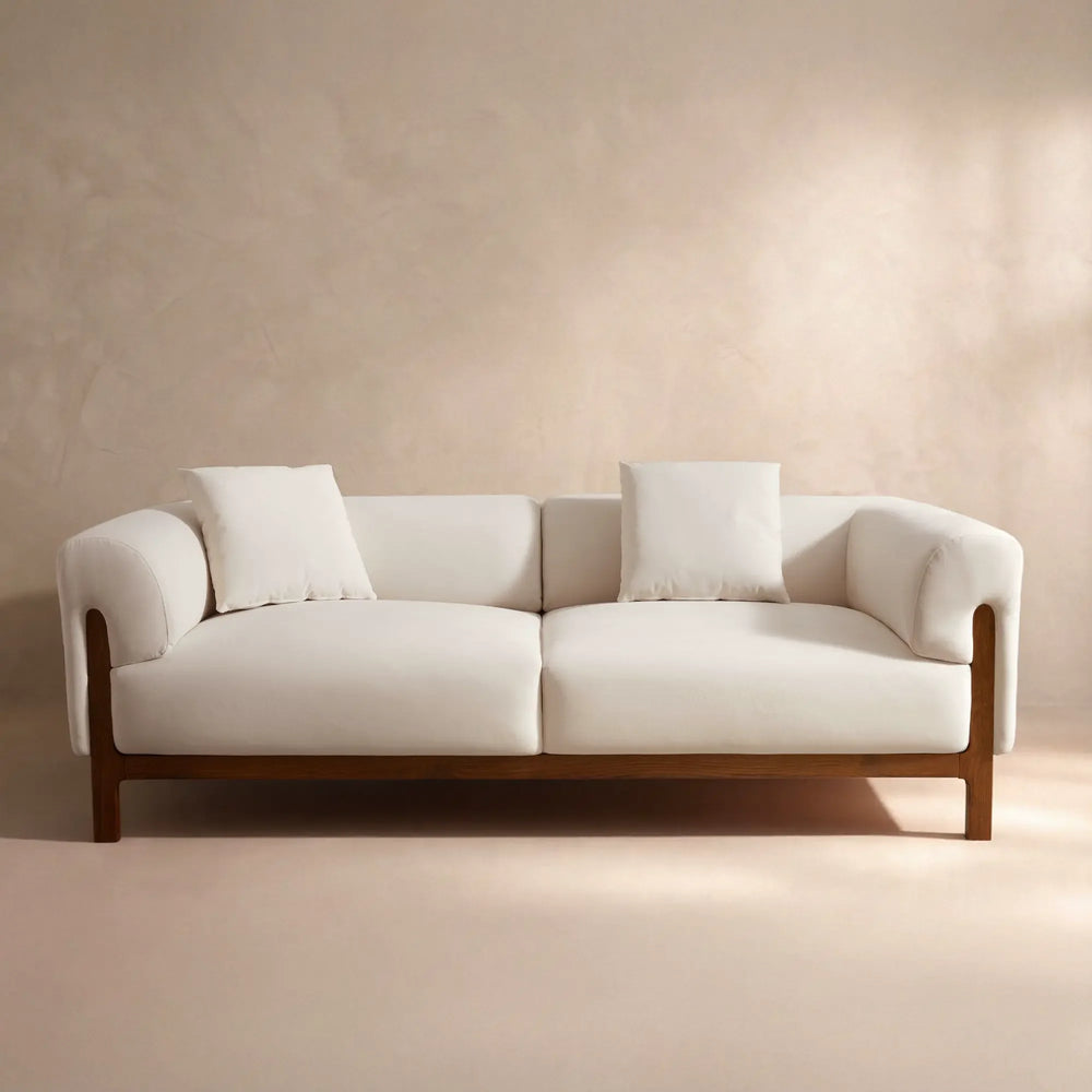 Cirrus White Velvet 3-Seater Sofa (84")
