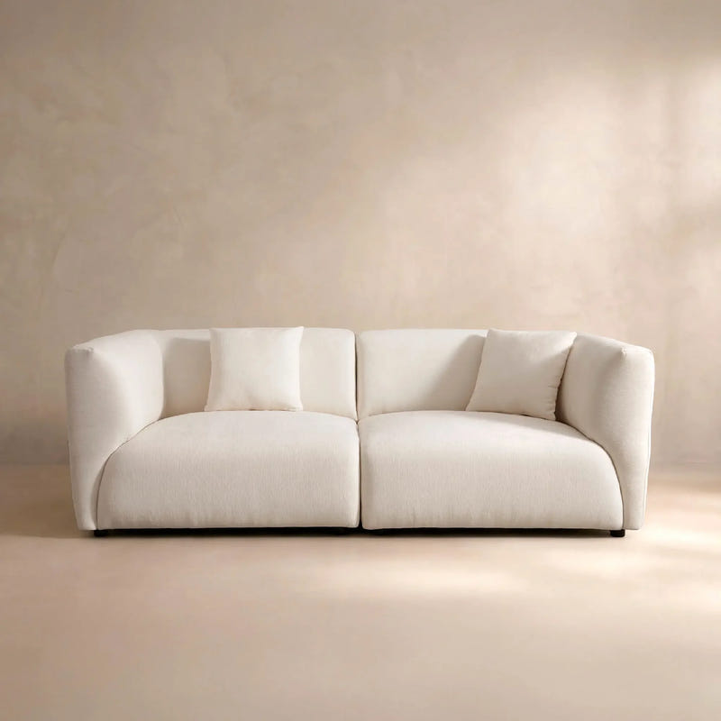 Celia White Chenille Modern Sofa (91'')
