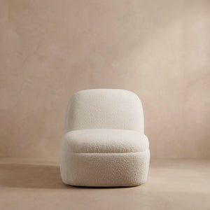 Niveous White Bouclé Swivel Chair