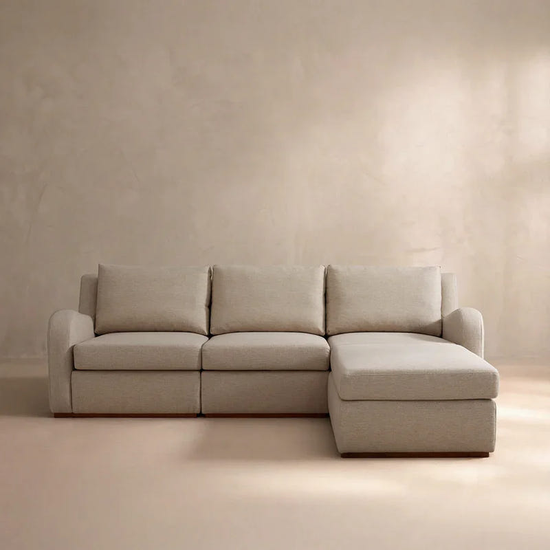 Arden Oatmeal Cotton & Linen Sofa with Ottoman (101")