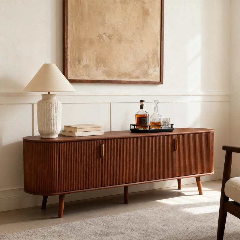 Esmond Fluted Oval Media Console (78")