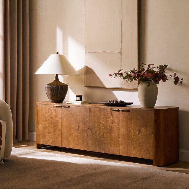 Elowen Oak Curved Media Console (72'')