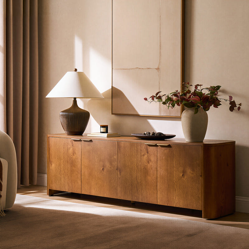 Elowen Oak Curved Media Console (72'')