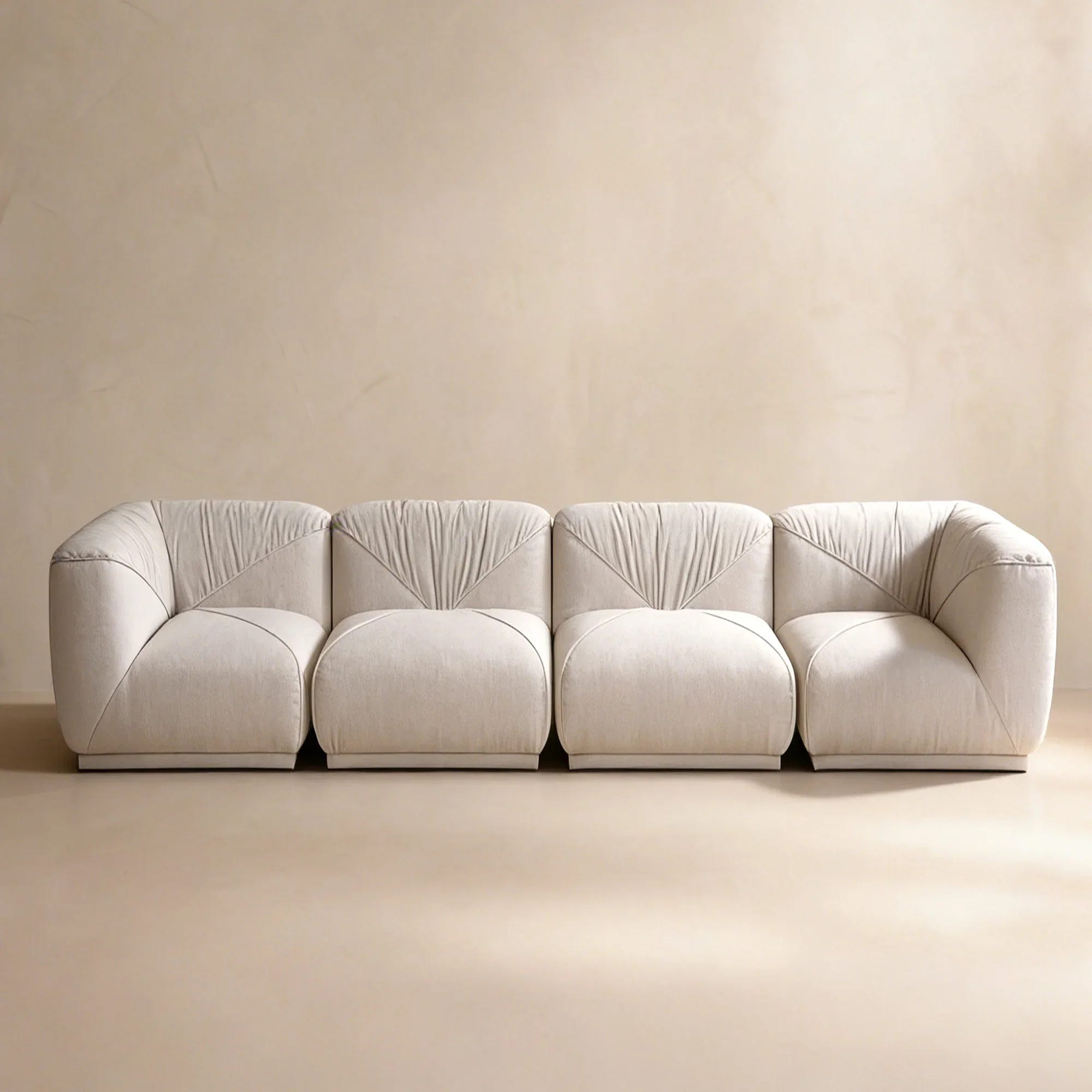 Eden White Chenille Modular Sectional Sofa (147")