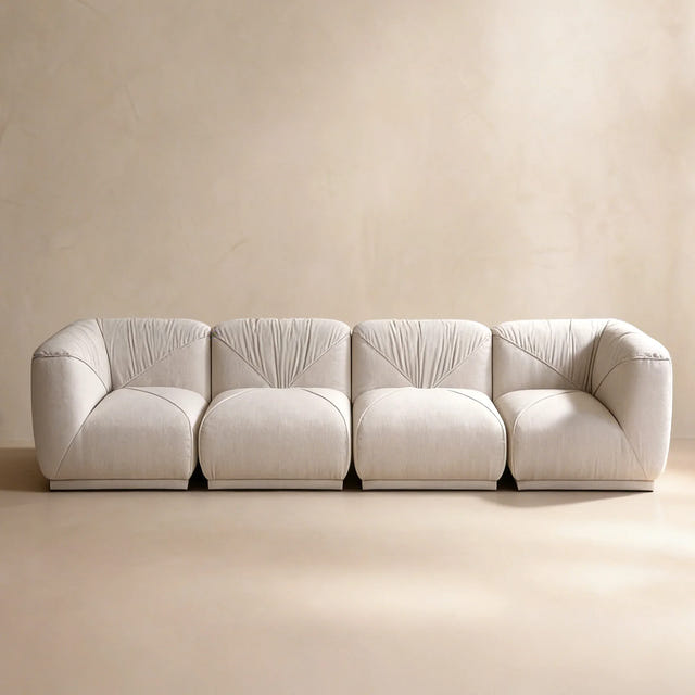 Eden White Chenille Modular Sectional Sofa (147")
