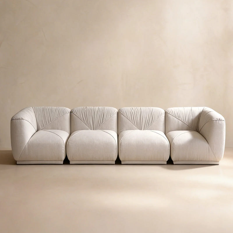 Eden White Chenille Modular Sectional Sofa (147")