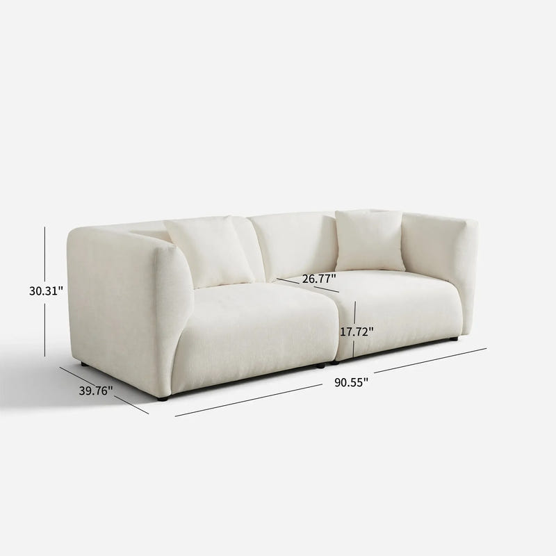Celia White Chenille Modern Sofa (91'')