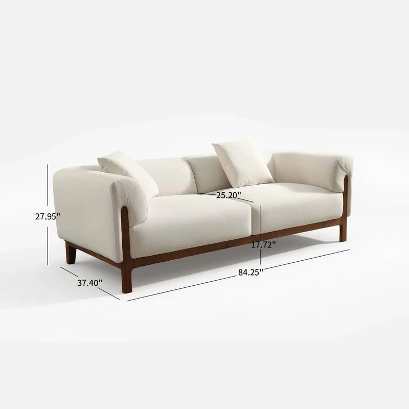 Cirrus White Velvet 3-Seater Sofa (84")