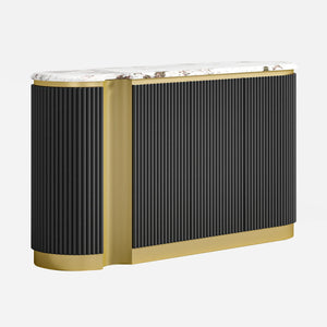 Rhyzo Faux Marble Fluted Oval Sideboard (62")