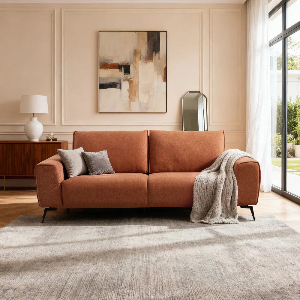 Vora Orange Chenille Modern Sofa (86'')