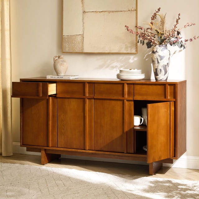 Kalen Ash Wood Geometric Sideboard (63'')