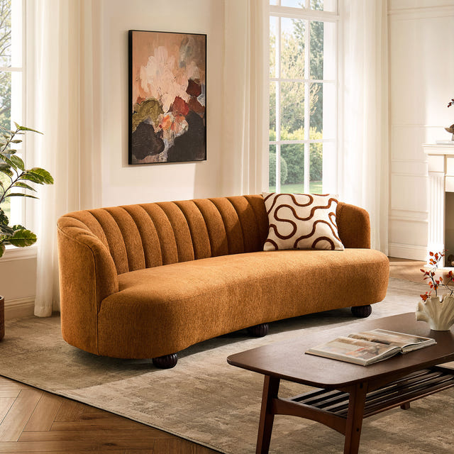 Velaf Chenille Curved Channeled Sofa (87'')
