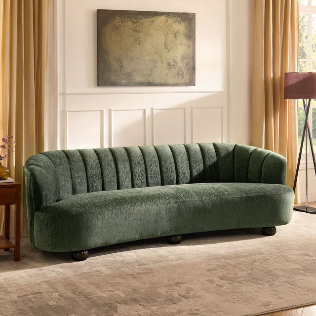 Velaf Chenille Curved Channeled Sofa (87'')