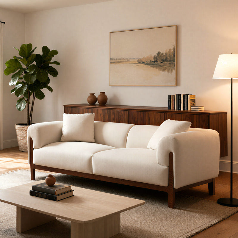 Cirrus White Velvet 3-Seater Sofa (84")