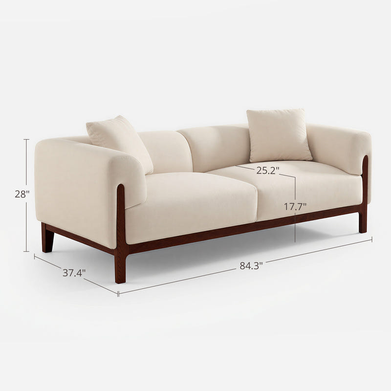 Cirrus White Velvet 3-Seater Sofa (84")