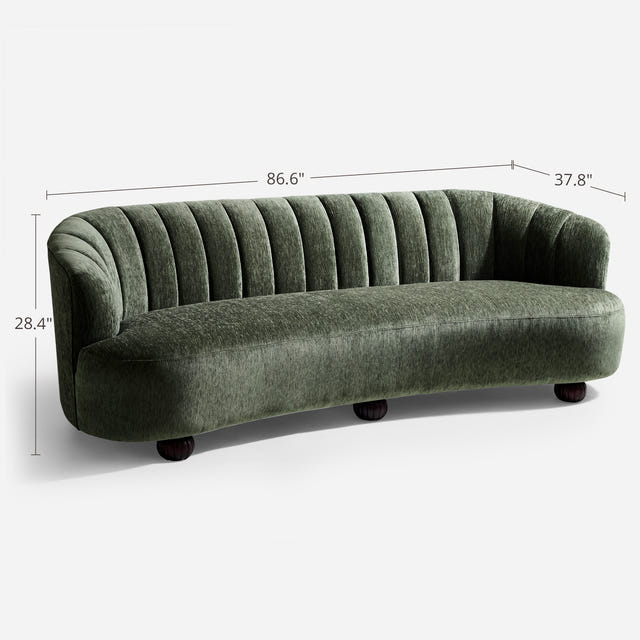 Velaf Chenille Curved Channeled Sofa (87'')