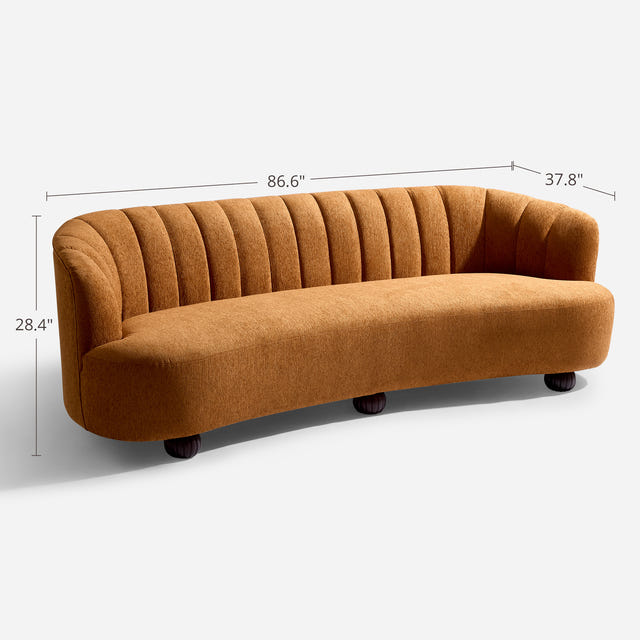 Velaf Chenille Curved Channeled Sofa (87'')