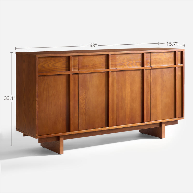 Kalen Ash Wood Geometric Sideboard (63'')