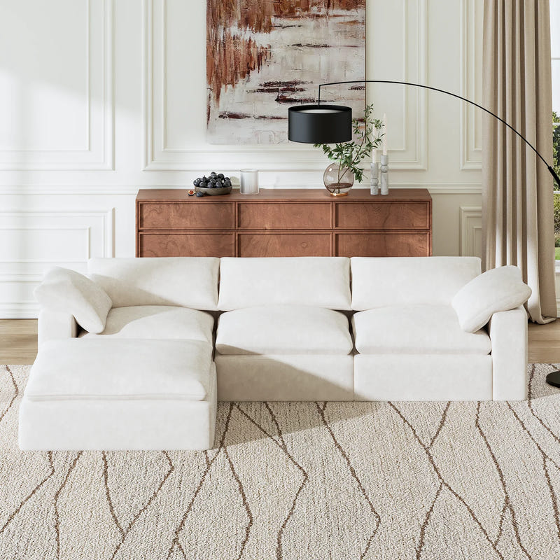 Swofy 3-Seater Chenille Sectional L-Shaped (118'')