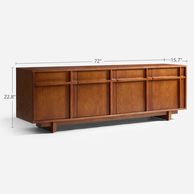 Kalen Ash Wood Geometric Media Console (72'')