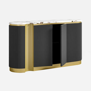 Rhyzo Faux Marble Fluted Oval Sideboard (62")