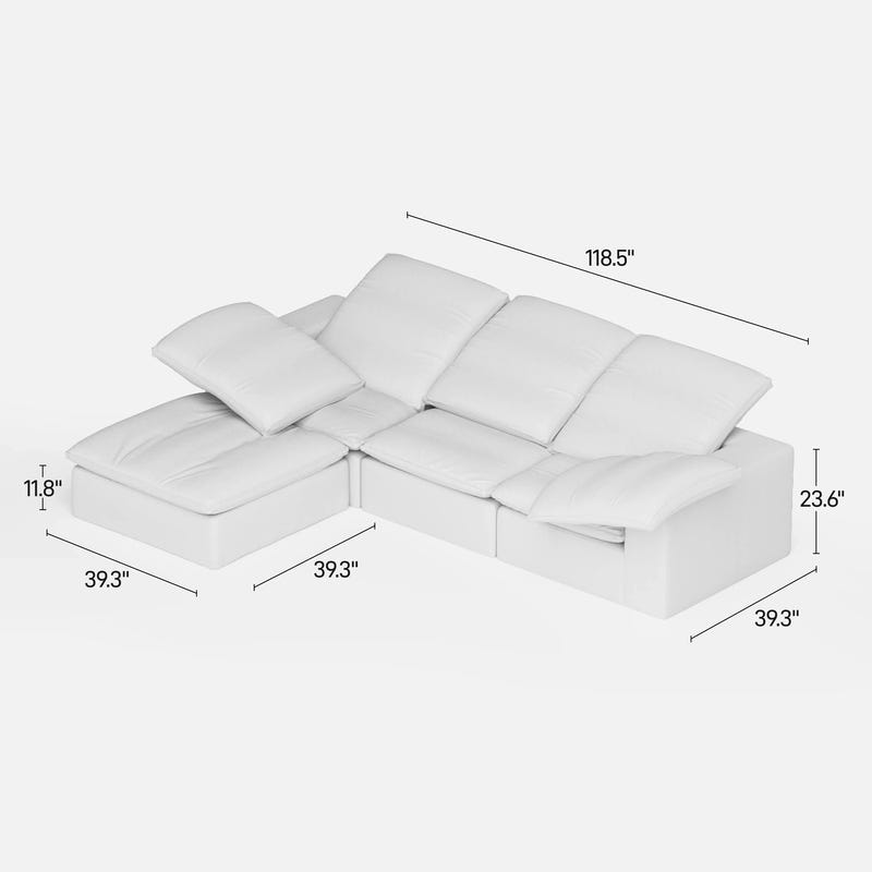 Swofy 3-Seater Chenille Sectional L-Shaped (118'')