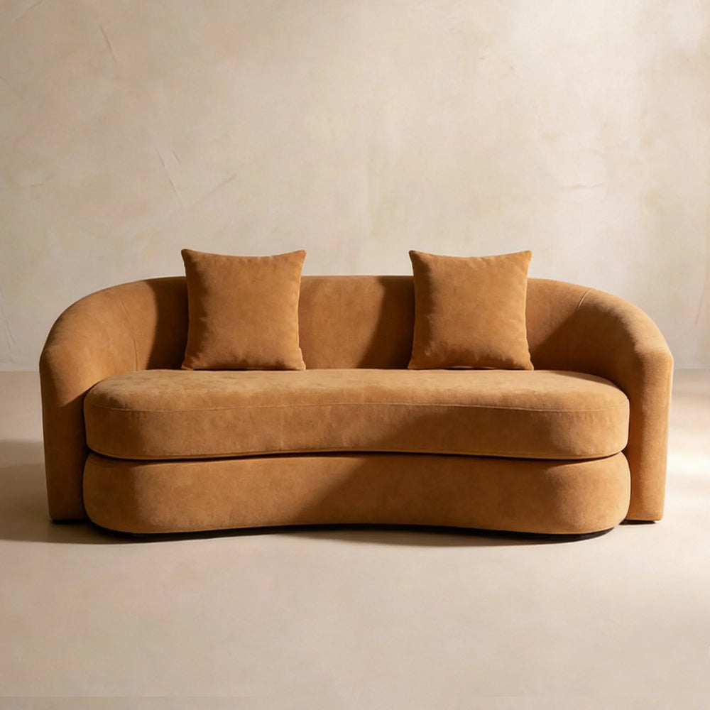 Verona Orange Chenille Curved Sofa (77")