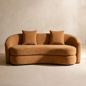 Verona Orange Chenille Curved Sofa (77")