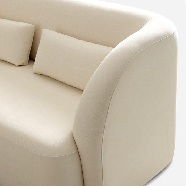 Giverny Beige Cotton & Linen Curved Sectional Sofa (158")
