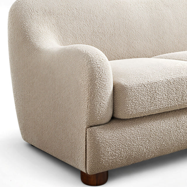 Wave Greige Bouclé Curved Sofa (86'')