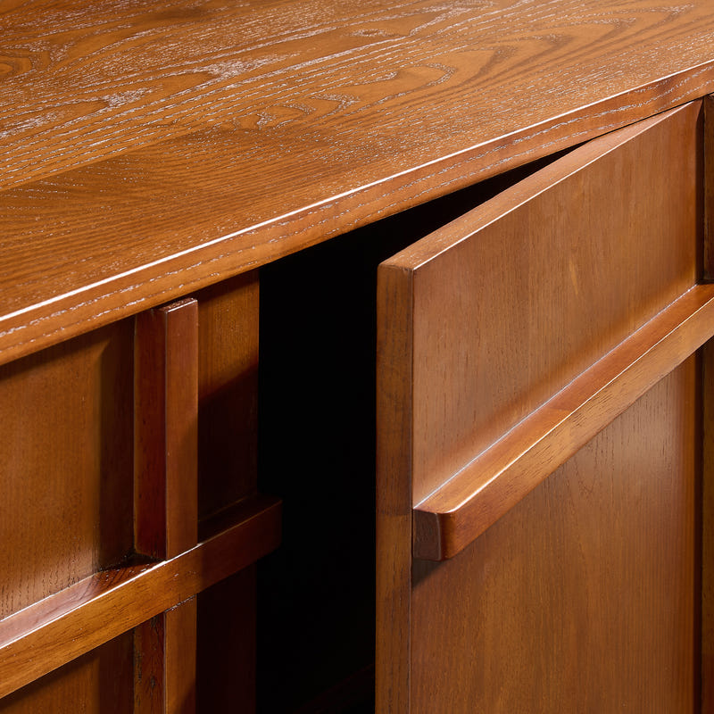 Kalen Ash Wood Geometric Media Console (72'')