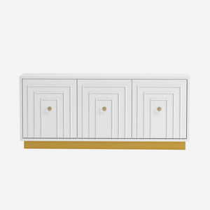 Vantix White Carved Glossy Sideboard (75")