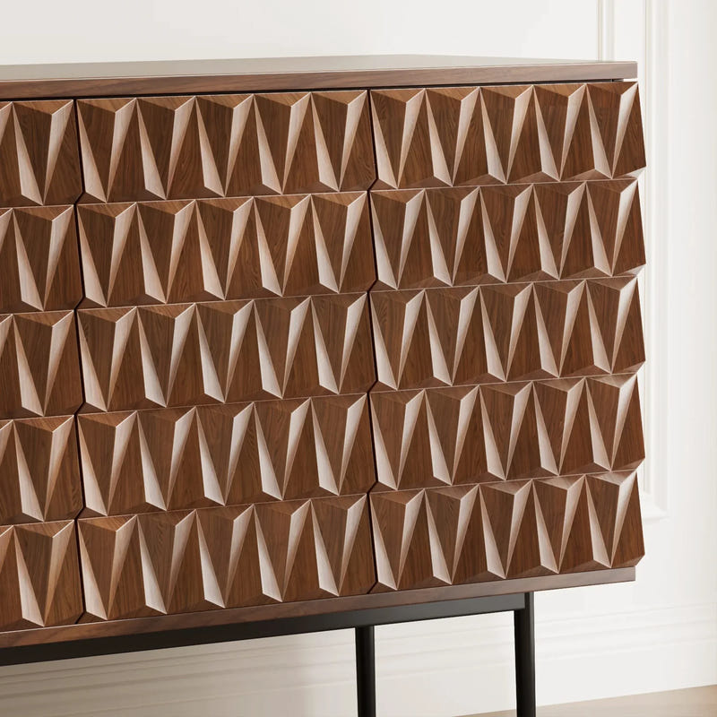 Reco Carved Pattern Wood Sideboard (70'')
