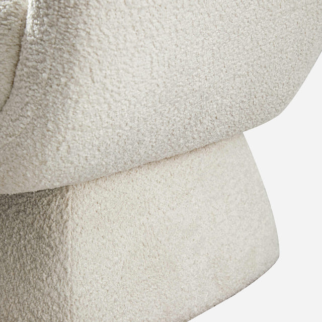 Nephele White Bouclé Barrel Swivel Chair