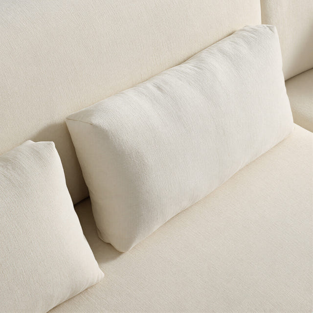 Giverny Beige Cotton & Linen Curved Sectional Sofa (158")