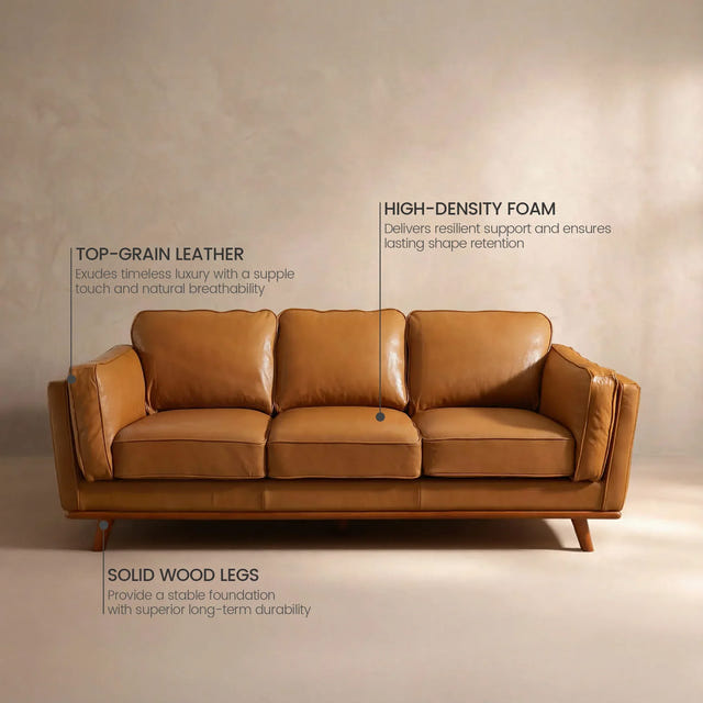 Thane Brown Genuine Leather Sofa (87")
