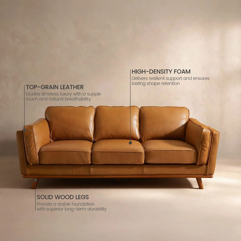 Thane Brown Genuine Leather Sofa (87")