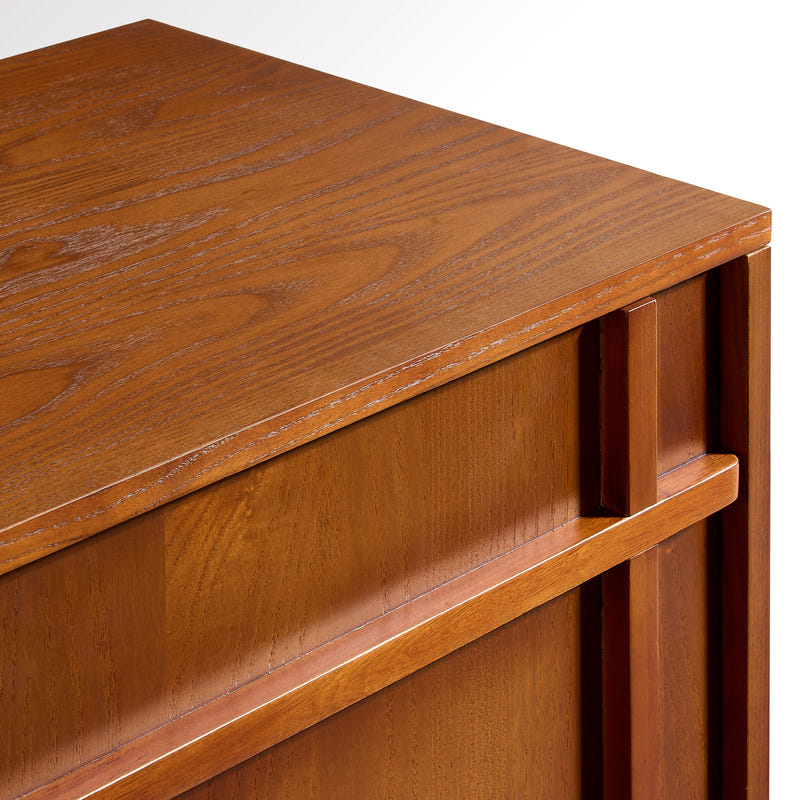 Kalen Ash Wood Geometric Media Console (72'')