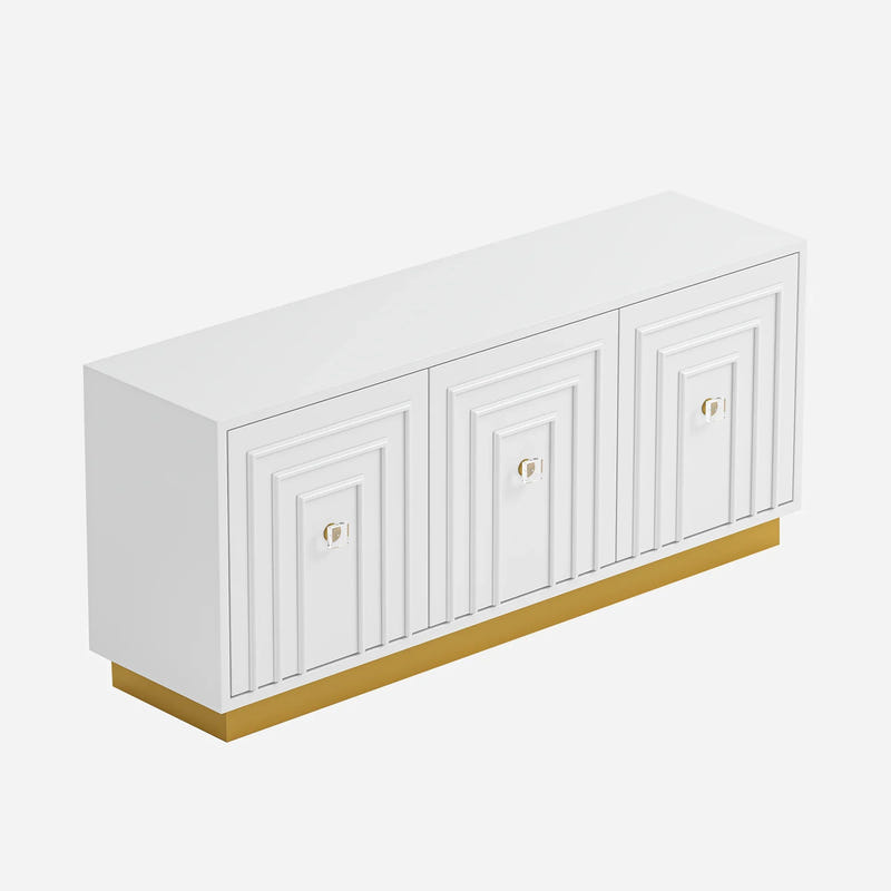 Vantix White Carved Glossy Sideboard (75")
