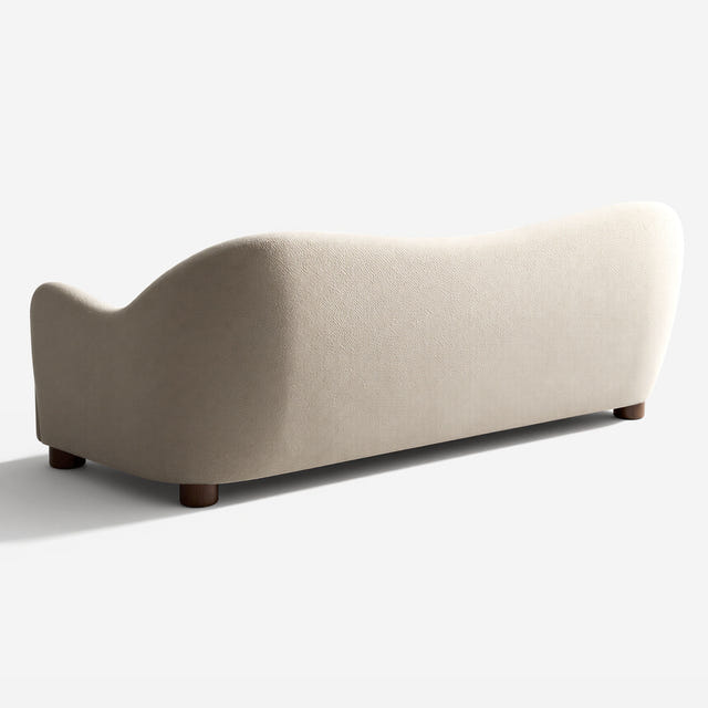 Wave Greige Bouclé Curved Sofa (86'')