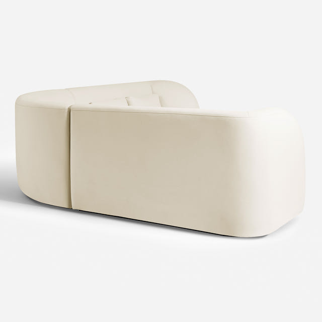Giverny Beige Cotton & Linen Curved Sectional Sofa (158")