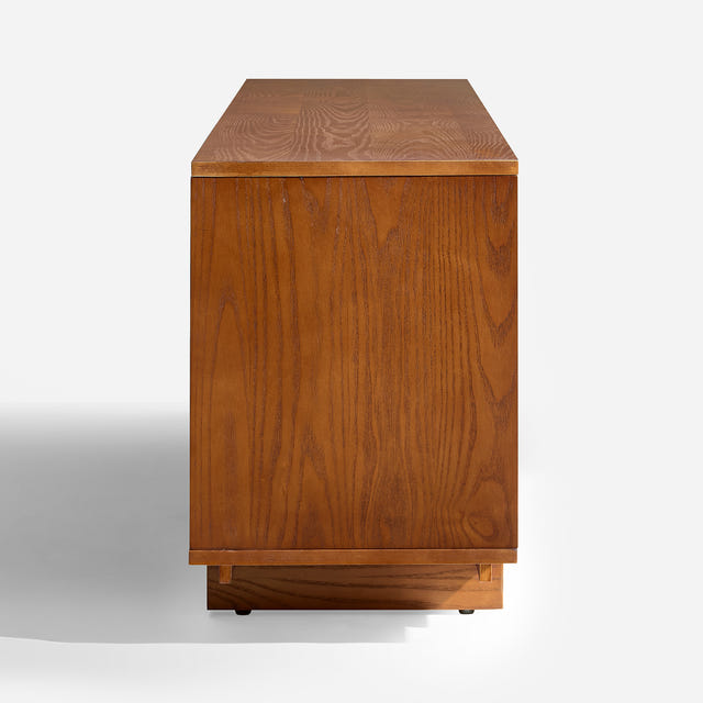 Kalen Ash Wood Geometric Media Console (72'')