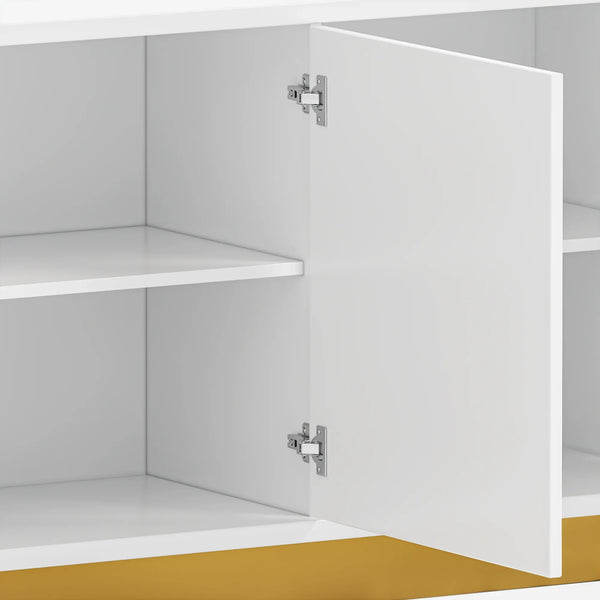 Vantix White Carved Glossy Sideboard (75")