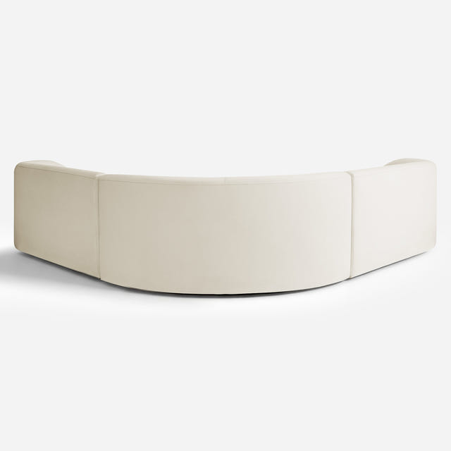 Giverny Beige Cotton & Linen Curved Sectional Sofa (158")