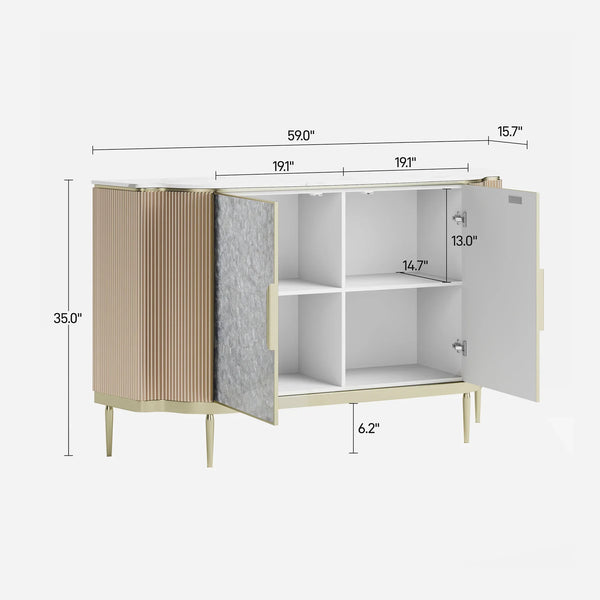 Arcelle Sintered Stone Fluted Sideboard (59")