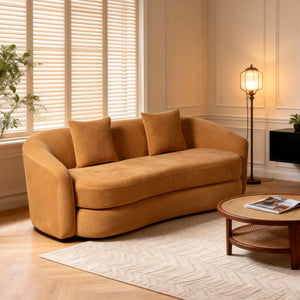 Verona Orange Chenille Curved Sofa (77")